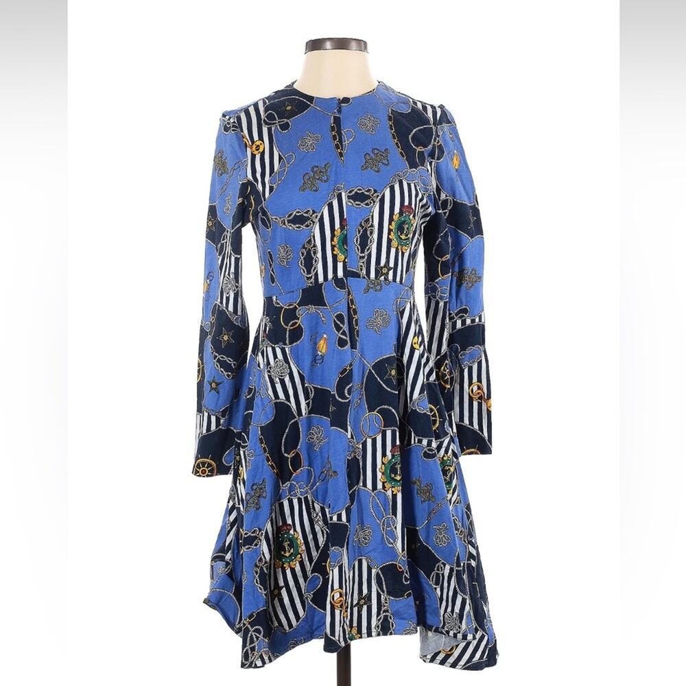 Lexus Tremont Collection rope and Anchor novelty‎ print fit and flare dress, P s